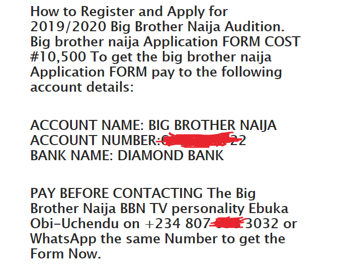 BBNaija Scam